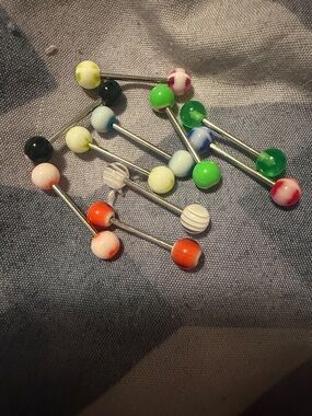 Assorted Color Barbell Tongue Rings - Multi Color